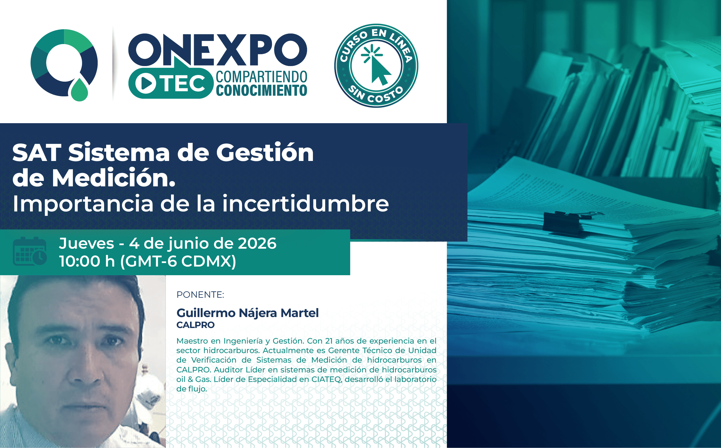 SAT Sistema de Gestión de Medición - Importancia de la incertidumbre - Inscríbete antes del 4 de junio.